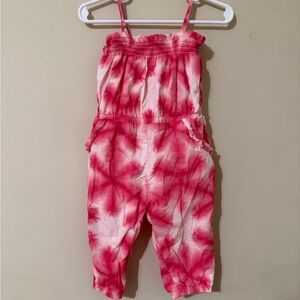 Janie and Jack Pink Tie-Dye Girls Lightweight Cotton Jumpsuit Romper 12-18m EUC